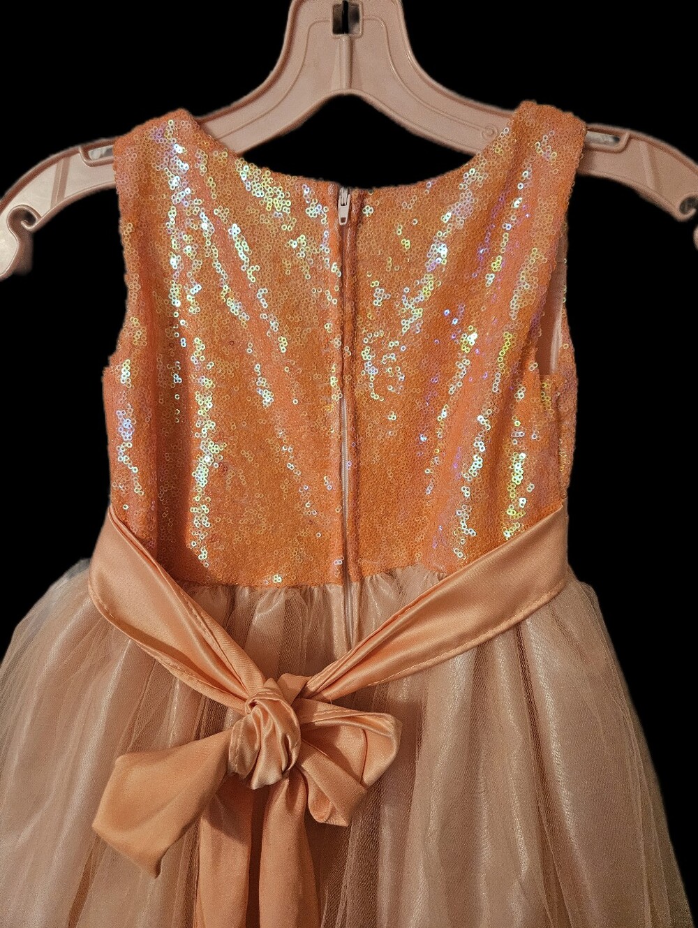 Ellie Kids Peach Sequin Party Dress - Picture 15 of 15